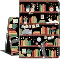 iPad 10.2 Case for iPad 9th Generation, iPad 8th Generation Case, iPad 7th Generation Case Kids Men Women Multi-Angle View Adjustable Stand Auto Wake/Sleep, Bookshelf Cat
