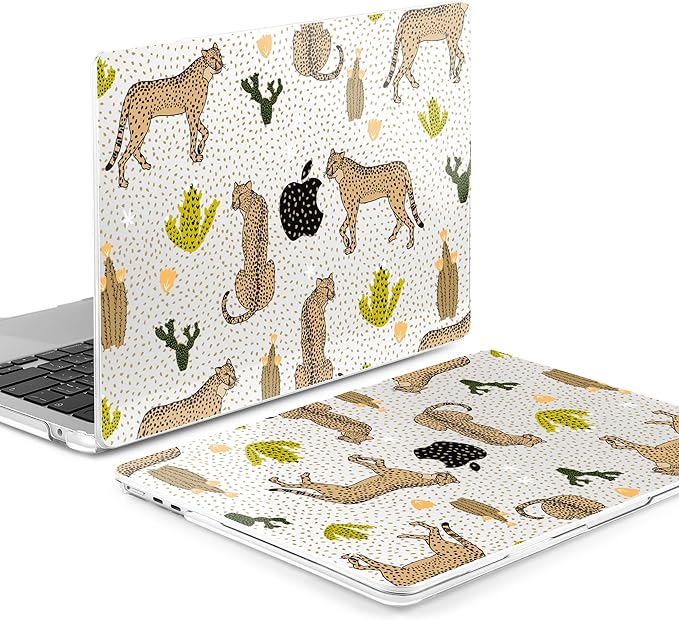 MEEgoodo Case for M5/M4/M3/M2 MacBook Air 15 inch Case 2026 2025 2024 2023, Laptop Shell Fit Model (A3448/A3241/A3114/A2941) for MacBook Air 15.3-inch, Leopard & Cactus