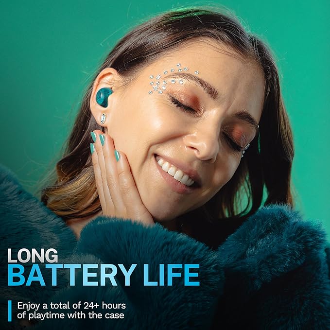 JLab, Go Pop ANC, True Wireless Earbuds, Active Noise Cancelling, Transparent Teal