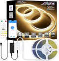 MIWISE COB LED Strip Lights 65.6ft/20m,UL-Listed CRI 90+ Dimmable 3000K Warm White Super Bright,with APP Control/RF Remote,Work with Alexa/Google,for Home/Cabinet/Bedroom/Kitchen DIY Lighting Projects