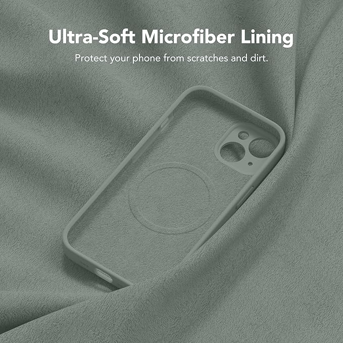 Magnetic for iPhone 14 Case, Compatible with MagSafe, [Full Camera Protection][Screen Protector] Silicone Shockproof Protective Phone Case for iPhone 14 6.1 inch, Calke Green