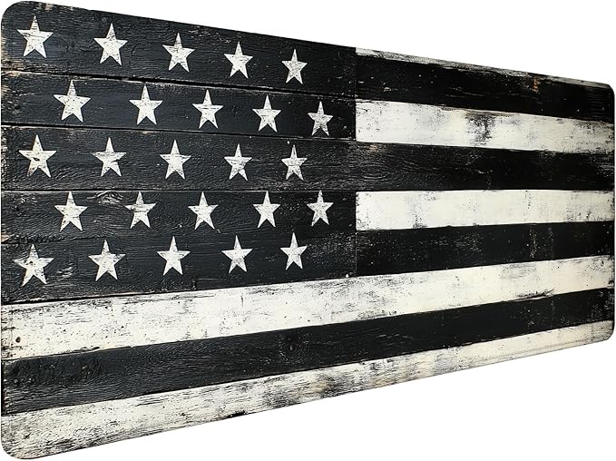 Wood American Flag Gaming Mouse Pad Black and White Stripes Rustic Mousepad XL Large Gaming Mouse Pad Laptop Keyboard Mat Desk Pad 31.5"x11.8" Office Computer Keyboard Laptop Home