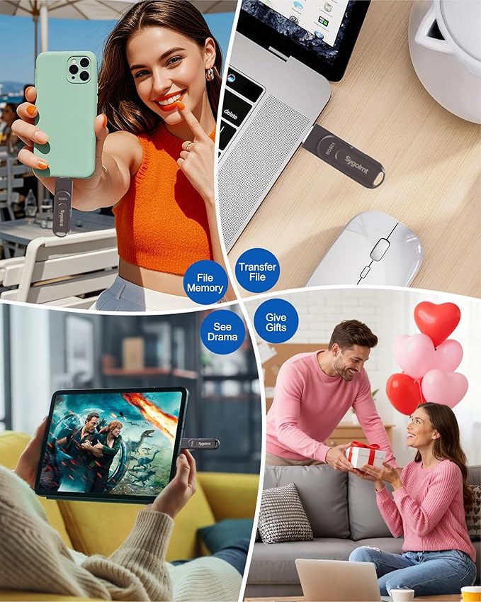 128GB USB Flash Drive for iPhone Photo Stick Thumb Drive, 2-in-1 USB C + USB A, External Storage Jump Drive for Picture Video Data Backup, High Speed Memory Stick USB Drive for iPhone/iPad/Android/PC