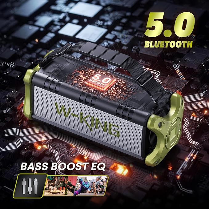 Portable Speakers Bluetooth Wireless, 90W Max Loud Outdoor Speaker with 50W Deep Bass, Boombox Sound, IPX6 Waterproof, 40H, EQ, Dual Pairing, Subwoofer *2, TF, Large Speaker for Beach/Garage/Jobsite