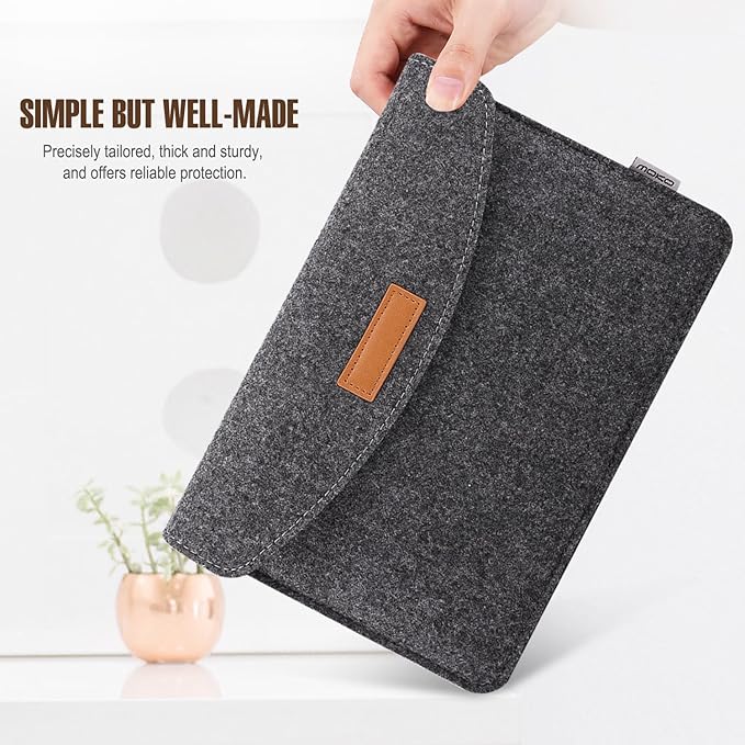 MoKo 7-8 Inch Sleeve Bag, Portable Carrying Protective Felt Tablet Case Cover Fits with iPad Mini (A17 Pro) 8.3" 2024, iPad Mini 6/5/4/3/2/1, Galaxy Tab S2 8.0, Tab A 8.0, ZenPad Z8s 7.9,Dark Gray