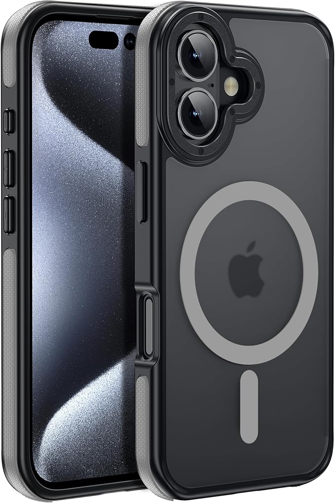 Strong Magnetic for iPhone 16 Plus case [10Ft Military-Grade Protection] Compatible with fit MagSafe Shockproof Slim Thin Cover 6.7 inch 16 Plus Phone case, Gray Bumper