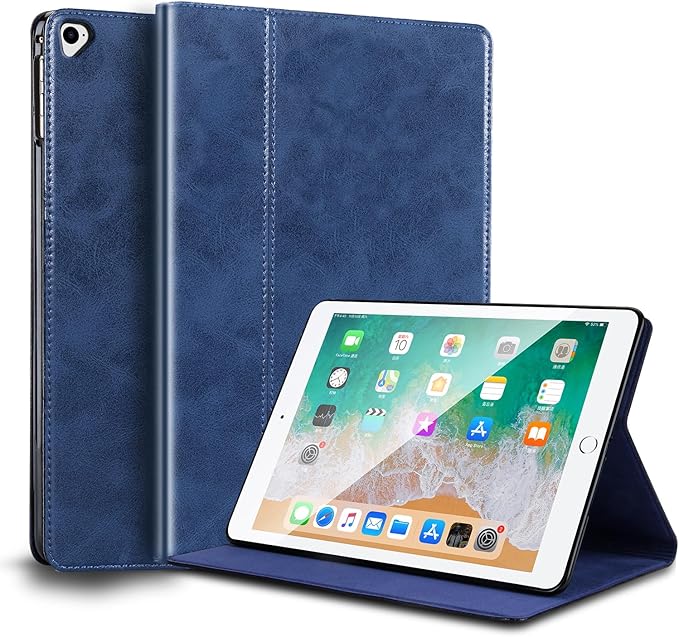for Ipad Pro 12.9 inch Case 1st/2nd Gen 2015/2017 Old Model Genuine Leather Cover Protective Shell,Auto Wake/Sleep.Blue