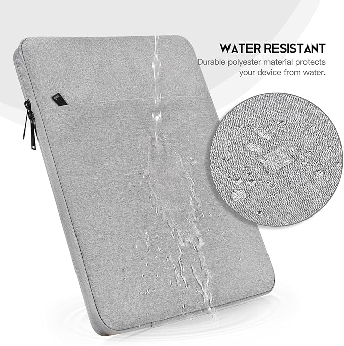 Laptop Sleeve Case 15.6 16 inch, Shockproof Protective Computer Carrying Cover with Accessory Pocket, Water-Resistant Travel Laptop Bag for HP, Dell, Lenovo, Acer, ASUS, Chromebook -Grey