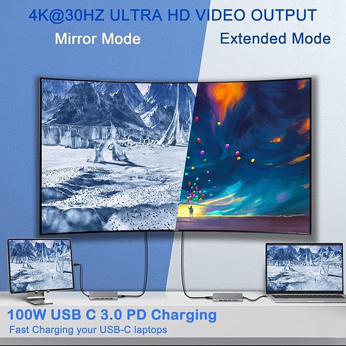 8-in-1 USB C Hub with M.2 NVMe SSD Enclosure, 4K HDMI, 100W PD, 10Gbps USB-C, USB3.1, SD/TF Card Reader for XPS, Dell, MacBook Pro, iPad Pro Upgraded