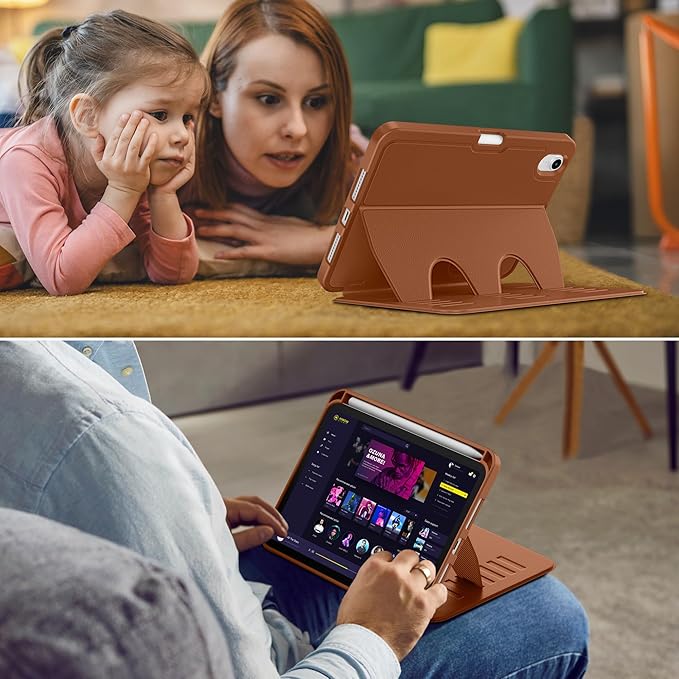 VIKESI Case for iPad mini 7 (A17 Pro) and iPad mini 6,Multiple Angles Magnetic Stand Cover,Shockproof Soft Back,Pencil Holder,and Auto Sleep/Wake,Brown
