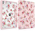 Case for iPad Pro 11 inch (M5) 2025 (M4) 2024 Release Slim Lightweight Cute Light Pink Cover with Clear Back TPU Edge Pencil Holder Trifold Stand, Elegant Rose