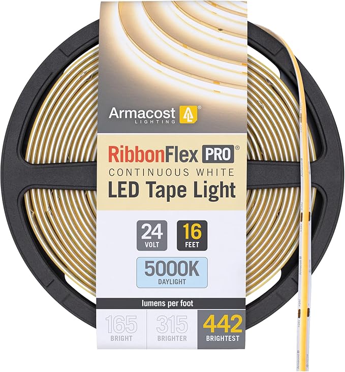 Armacost Lighting RibbonFlex Pro COB, 24V, 5000K, 442 Lumens/Ft, IP20, 5M 173430