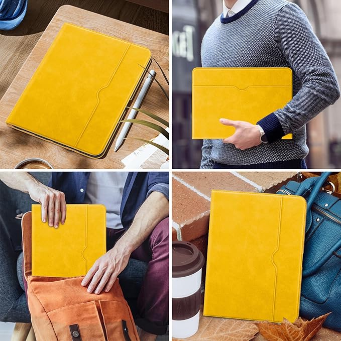 DTTO for iPad Pro 12.9 6th / 5th / 4th / 3rd Generation Case 2022/2021/2020/2018, Leather Folio Stand Cover with Built-in Apple Pencil Holder -Auto Wake/Sleep and Multi Viewing Angles,Yellow