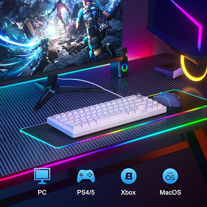 MageGee Mini 60% Gaming Keyboard, RGB Backlit Ultra-Compact Keyboard, TS68 Ergonomic Waterproof Mechanical Feeling Office Computer Keyboards for PC, MAC, PS4, Xbox ONE Gamer