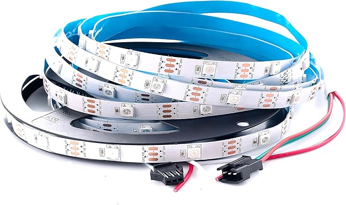 WS2812B LED Strip Individual Addressable Light Full Color SMD 5050 RGB Pixel Strip DC5V (30Pixels/m 150Pixels 16.4FT 150LEDS Non-Waterproof, White PCB)