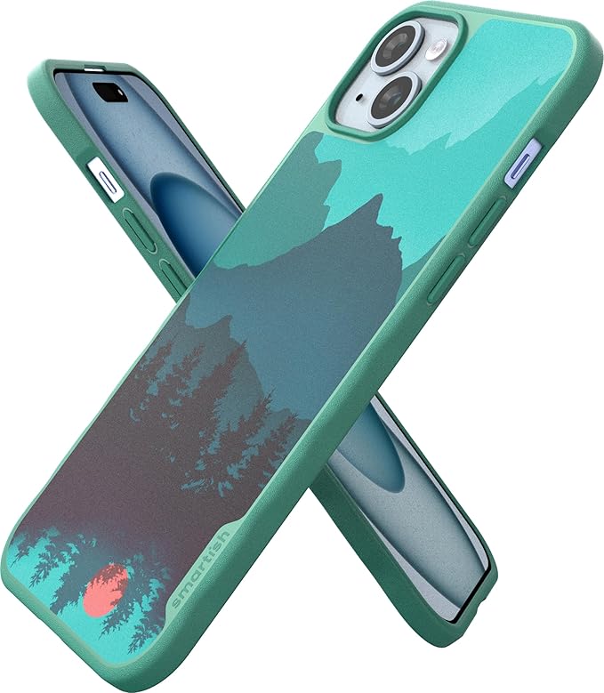 Smartish® iPhone 15 Plus Magnetic Case - Gripmunk Compatible with MagSafe [Lightweight + Protective] Slim/Thin Grip Cover with Microfiber Lining for Apple iPhone 15 Plus - Moving Mountains
