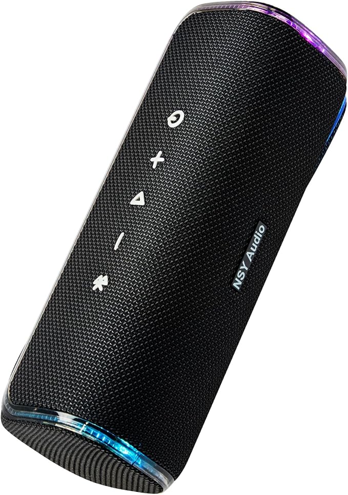 Bass Boosted Bluetooth Bike Speaker, IPX7 Waterproof Portable Wireless Outdoor Speaker, 25-Hour Playtime, LED Lights, TWS Pairing for Pool, Beach, Shower, Gifts (Black)