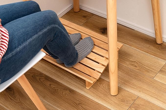 PaletteLife Wooden Footrest, D11.42 xW17.72 xH4.93 (29x45x12.5cm), 1x1.5 ft, Medium, Natural Ashwood, Ergonomic Design