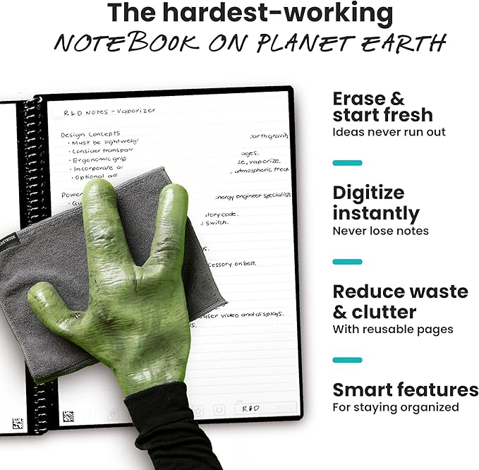 Rocketbook Core Reusable Smart Notebook, Lined Pages For School, Work and Creative Projects, Executive Size 6x8.8, Teal - Premium