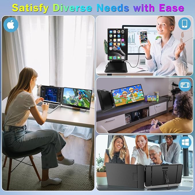 2023 Upgraded S1 14” Portable Monitor for Laptop Screen Extender Monitor 1080P FHD IPS Dual Laptop Monitor Extender Plug and Play Type-C/HDMI for 13-17.3inch Laptop（Windows,Mac,Android, Dex）