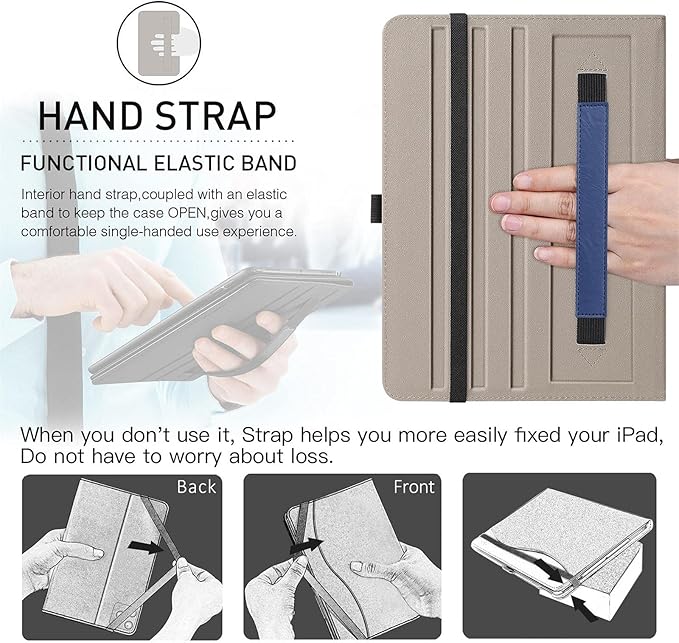 ZtotopCases for iPad Pro 12.9 6th/5th/4th/3rd Generation Case 2022/2021/2020/2018, Premium PU Leather Folio Cover, Auto Wake/Sleep, Multi Viewing Angles, Supports Pencil Pro and Touch ID, Blue
