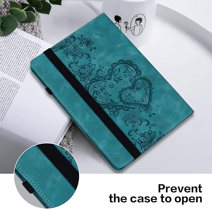 Case for iPad Pro 13 (M5/M4) 2025/2024 with Pencil Holder and Card Slots, Embossed PU Leather Multiple Viewing Angles Cover - Green
