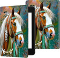 for Case for 6" Kindle 10th Generation 2019 Release (Model No J9G29R) E-Reader Case, Slim Kickstand Stand Leather Smart Cover with Auto Wake/Sleep, Feathered Horse