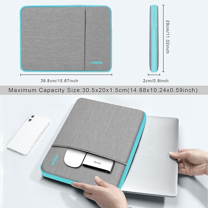 Hseok Laptop Sleeve 15.6 16 inch Case Compatible with MacBook Neo 16, MacBook Pro 16" M5/M4/M3/M2/M1, MacBook Air Pro 15", XPS 16, Most 15" 15.6" 16" Notebooks,L02G02