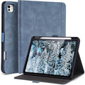 Handmade Case for iPad Pro 13 Inch (M5/M4) 2025/2024 with Pencil Holder Pocket,Magnetic Closure,Auto Sleep/Wake,Vegan Leather Folio Protective Cover,Multi Angles Stand,Light Blue