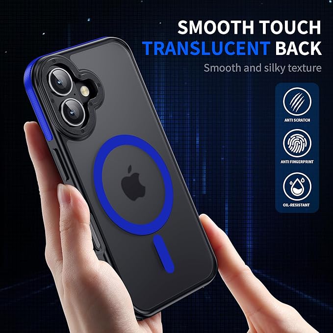 Strong Magnetic Case for iPhone 16 [5X Military-Grade Protection] Compatible with fit MagSafe Shockproof Slim Thin Cover 6.1 inch 16 Phone case, Blue Bumper