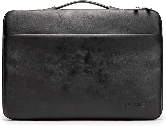 Kinmac 360° Heavy Duty Protective Laptop Computer Sleeve case Bag Cover with Handle for MacBook Pro 14 inch,14 inch-14.4 inch HP Lenovo Dell ASUS Acer Laptop (Black PU)
