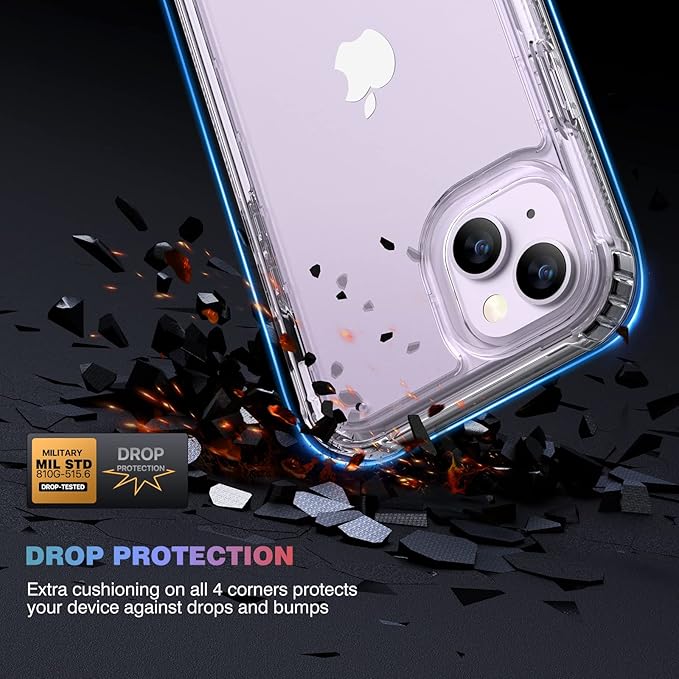Diaclara Designed for iPhone 14 Plus Case, Waterproof Full Body Rugged Case with Built-in Touch Sensitive Anti-Scratch Screen Protector, with Camera Lens Protector for iPhone 14 Plus 6.7" (Clear)