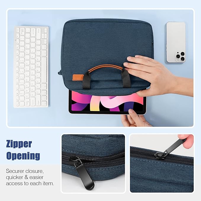 MoKo 9-11 Inch Tablet Sleeve Case, Protective Handle Shoulder Bag Fits New 11inch iPad Air M4 2026/Pro M5/M4, iPad A16 2025, 10th/Air 5/4th 10.9, iPad 9/8/7th 10.2, Tab S8/S9 11, Indigo