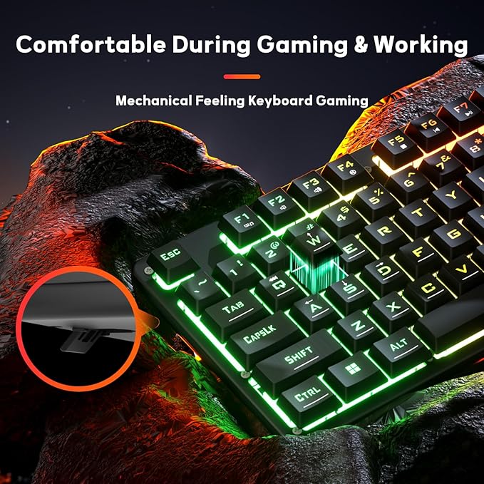 Redragon K521 Upgrade Rainbow LED Gaming Keyboard, 104 Keys Wired Mechanical Feeling Keyboard with Multimedia Keys, One-Touch Backlit, Anti-Ghosting, Compatible with PC, Mac, PS4/5, Xbox