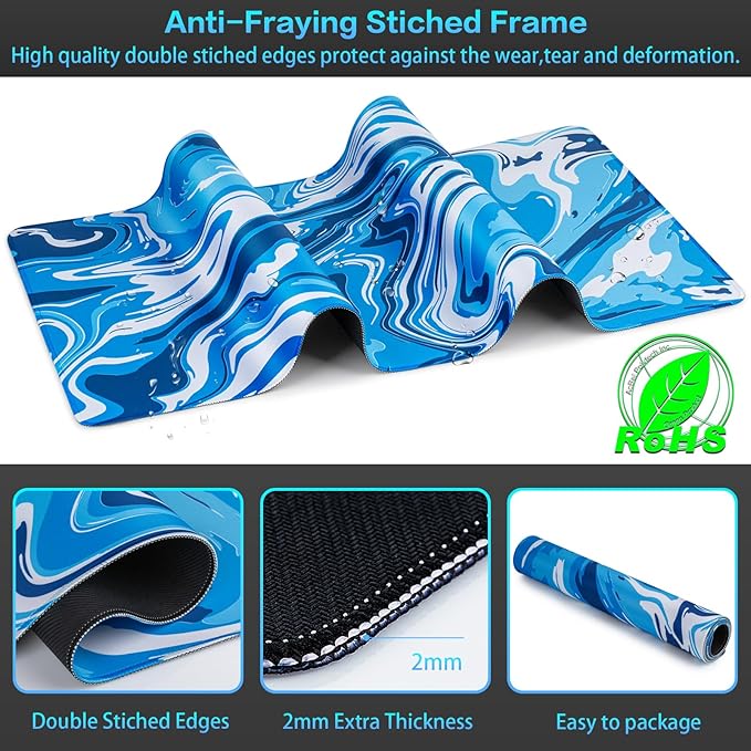 Canjoy Gaming Mouse Pad, Fluid Pattern Mouse Pad 35.4x15.7inch Large Extended Computer Mouse Mat Keyboard Full Desk Mousepad for Gaming, Office, Home