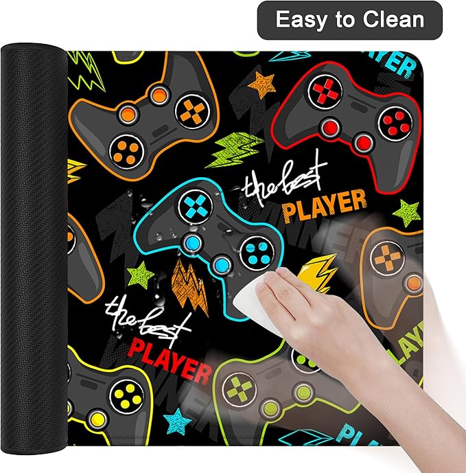 Game Player Joystick Desk Mat for Desktop,Extended Gaming Mouse Pad,Non-Slip Rubber Base Mousepad with Stitched Edges for Office Home Desk Decor,31.5X15.7 Inch