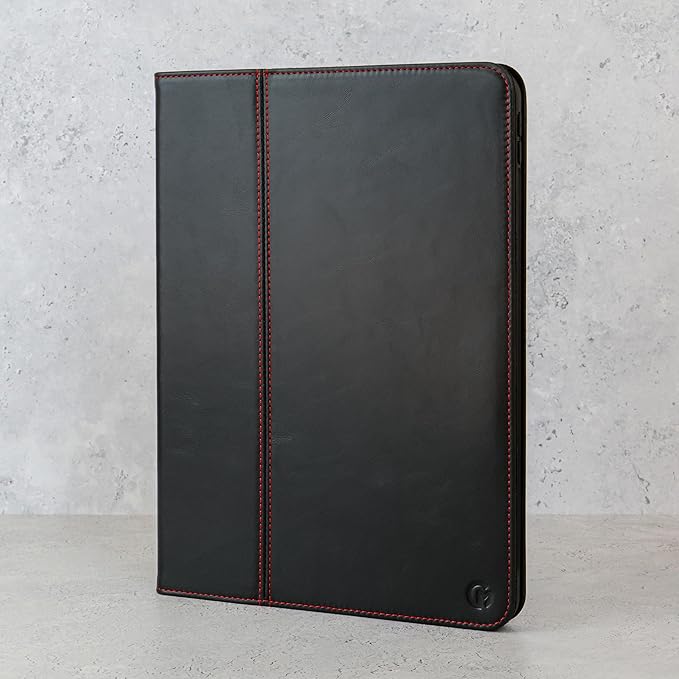 Casemade Real Leather Case Compatible with iPad 10.2” 7th/8th/9th Gen (2019/2020/2021) - Full-Grain Leather Cover, Auto Sleep/Wake, Dual Stand Position (Black)