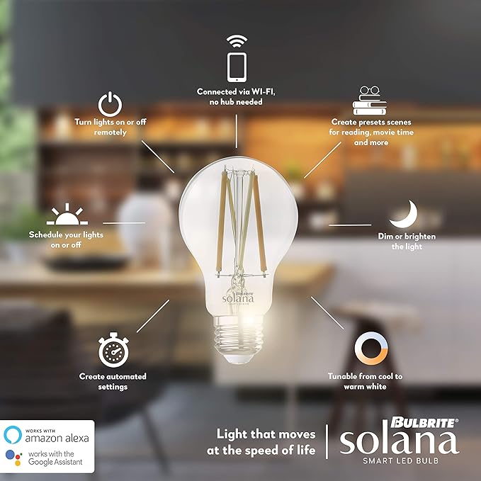 Bulbrite Solana G25 WIFI Connected Edison Filament LED Smart Light Bulb, Clear