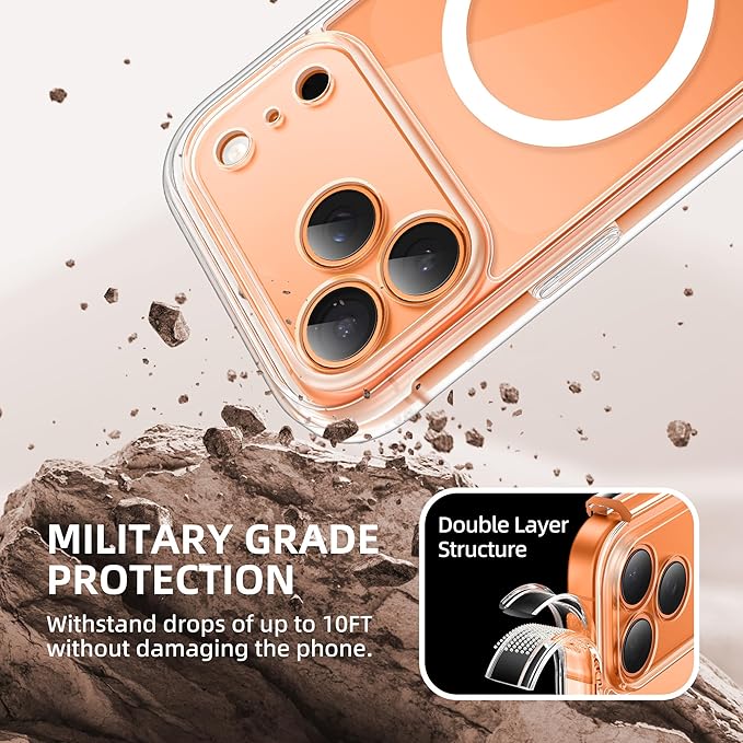 BERFY for iPhone 17 Pro Max Case, Compatible with MagSafe, Built-in Glass Screen Protector, Camera Protection, Shockproof Full Body Phone case 6.9", Clear