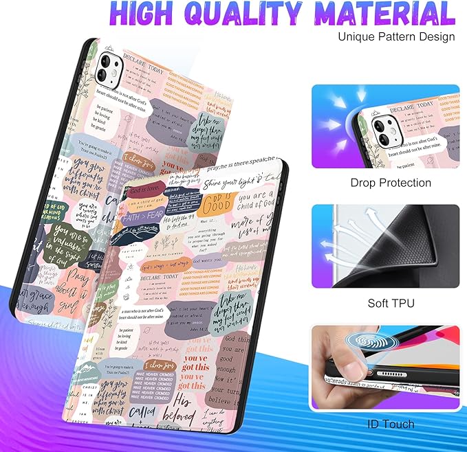 Uppuppy for iPad Pro 11 Inch Case 2024 - Women Girls Cute Folio Smart Cover with Pencil Holder Girly Pretty Aesthetic Fashion Design for iPad Pro 11 M4 Cases A2836 A2837 A3006
