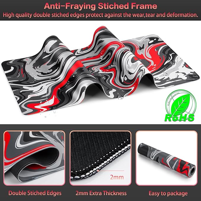 Canjoy Gaming Mouse Pad, Fluid Pattern Mouse Pad 31.5x11.8inch Large Extended Computer Mouse Mat Keyboard Full Desk Mousepad for Gaming, Office, Home
