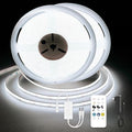 COB LED Strip Lights, Dotless LED Lights with Remote& App, 49.2ft White 6000K Super Bright Dimmable 24V Flexible LED Tape Light,Kitchen Cabinet,Office,Stairs,Shelf Indoor Lighting.