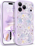 GVIEWIN for iPhone 17 Pro Max Case Compatible with MagSafe [Curly Wave Edge][Full Camera Protection] Floral Translucent Shockproof Magnetic Women Phone Case for 17 Pro Max, Apricot Blossom/Purple