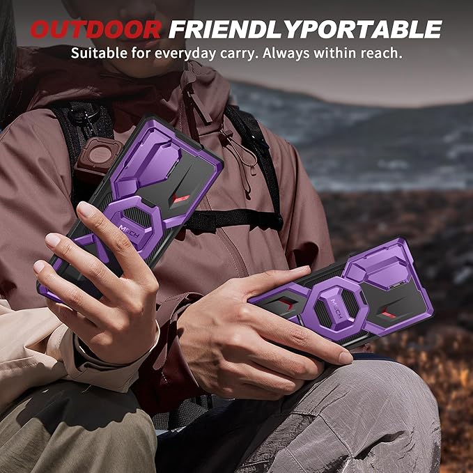 TONGATE for Samsung Galaxy S24 Ultra Case Compatible with MagSafe, [Ring Stand & Camera Cover Kickstand] Drop Shockproof Rugged Protection Phone Case for S24 Ultra with Screen Protector 6.8", Purple
