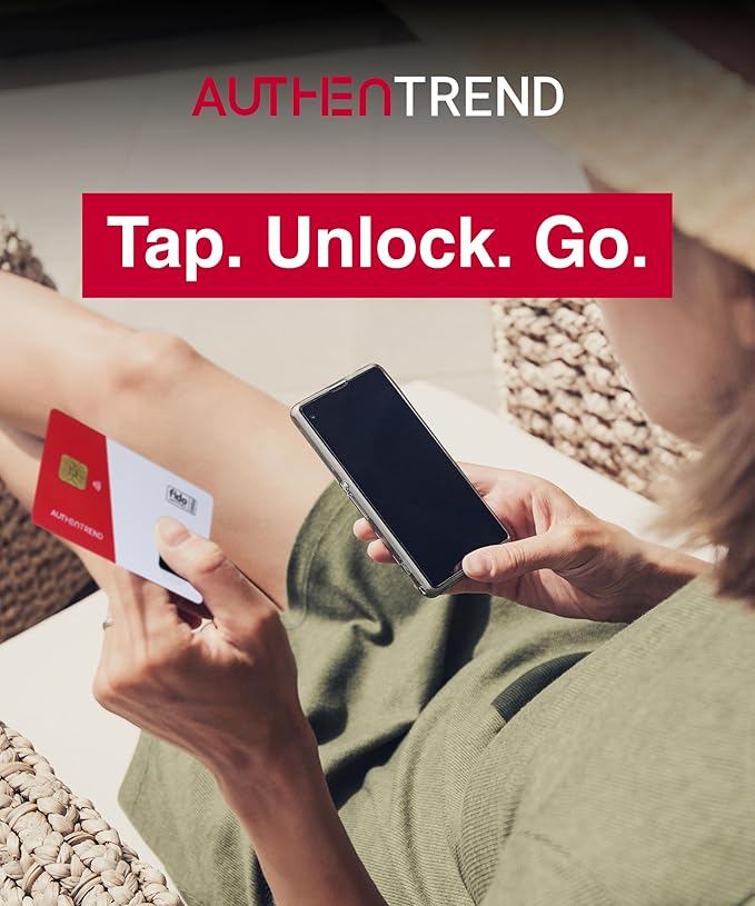 ATKey.Card NFC Fingerprint Security Key – Passwordless FIDO2 Login, Multi-Factor Authentication, Tap to Login for Windows, Mac, iPhone – Works as Digital Business Card