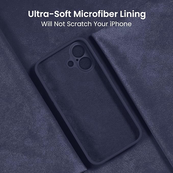 FireNova Designed for iPhone 16 Case, Silicone Upgraded [Camera Protection] Phone Case, Soft Anti-Scratch Microfiber Lining Inside, 6.1 inch, Navy Blue