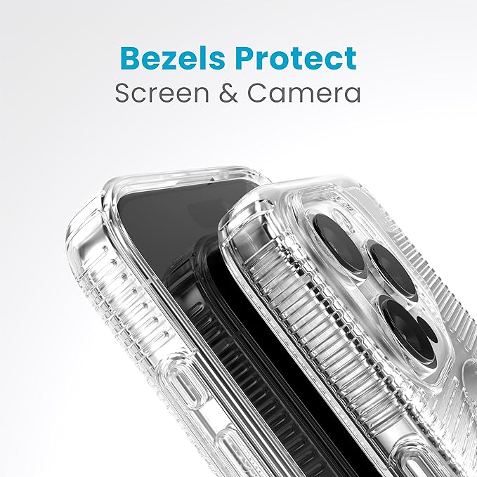 Speck Clear iPhone 15 Pro Case - Slim, Built for MagSafe, Drop Protection Grip - Scratch Resistant, Anti-Yellowing, 6.1 Inch Phone Case - GemShell Grip Clear
