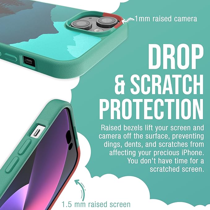 Smartish® iPhone 15 Plus Magnetic Case - Gripmunk Compatible with MagSafe [Lightweight + Protective] Slim/Thin Grip Cover with Microfiber Lining for Apple iPhone 15 Plus - Moving Mountains