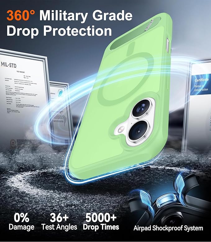 Magnetic Compatible with iPhone 16 Case, [Built-in Invisible Kickstand][Compatible with MagSafe][Military Grade Shockproof] Slim Translucent Matte Phone Case for iPhone 16 6.1"