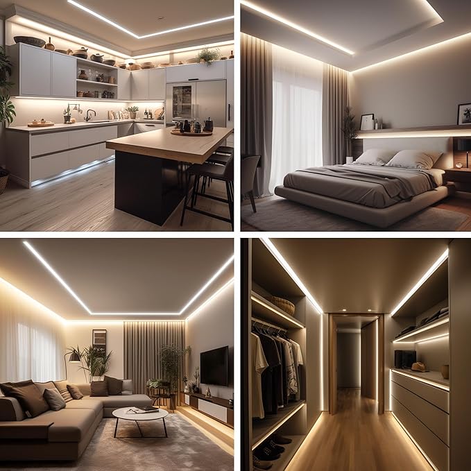 AXMOTUT COB LED Strip Light with Remote, Dimmable 16.4FT/5M Flexible High Density LED Light,4000K Natural White 2400LEDs Super Bright LED Light Strip CRI 90+ for Bedroom,Kitchen,DIY Home Decoration